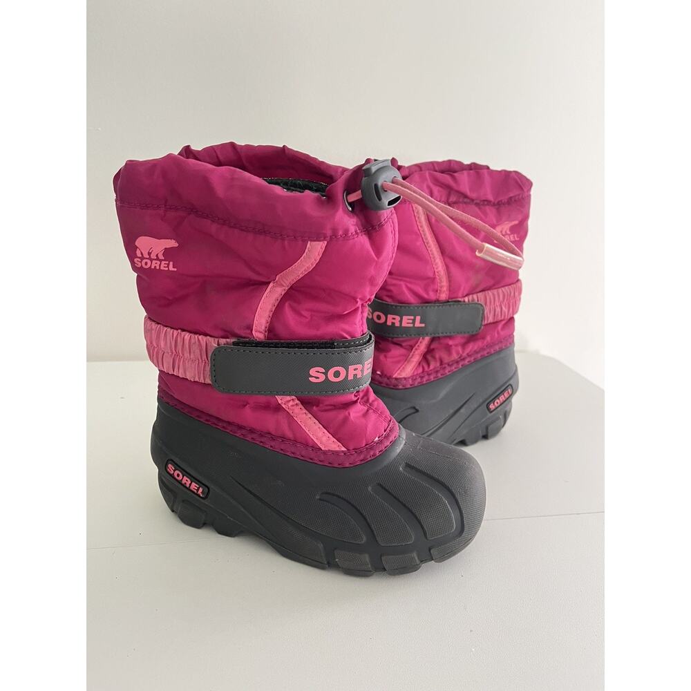 Sorel Kids Pink and Dark Gray Snow Boots